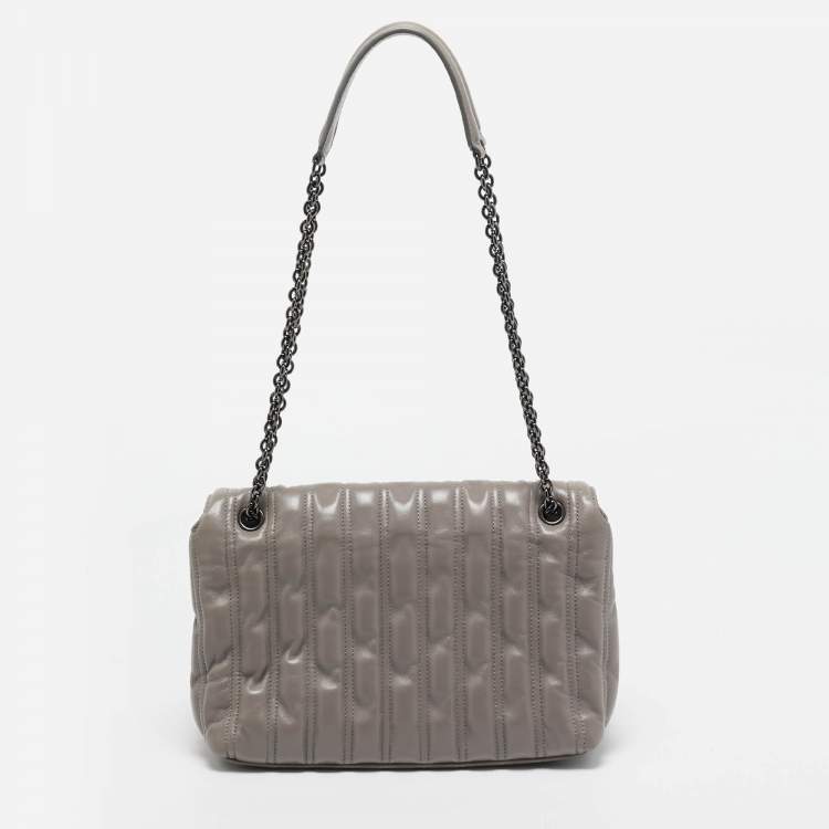 Pre Owned Longchamp Grey Leather Medium Brioche Shoulder Bag