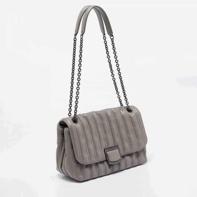 Pre Owned Longchamp Grey Leather Medium Brioche Shoulder Bag