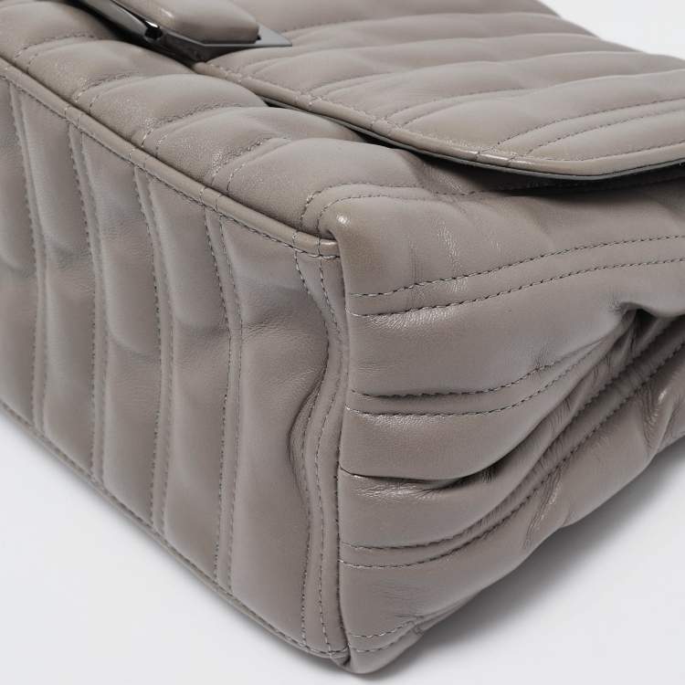 Pre Owned Longchamp Grey Leather Medium Brioche Shoulder Bag