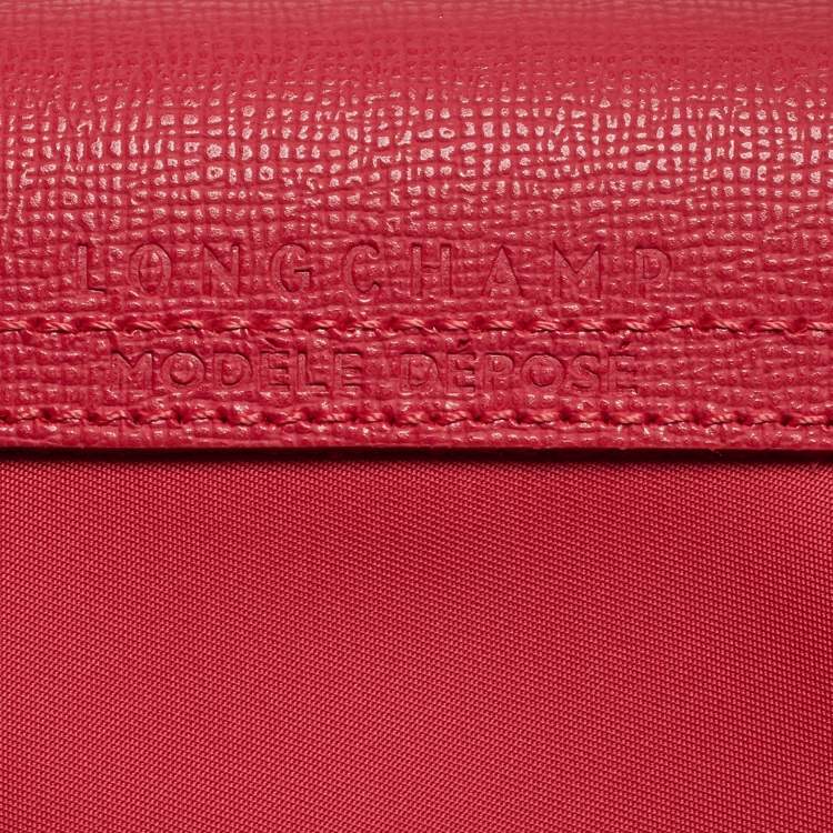 Pre Owned Longchamp Red Nylon Medium Le Pliage Tote
