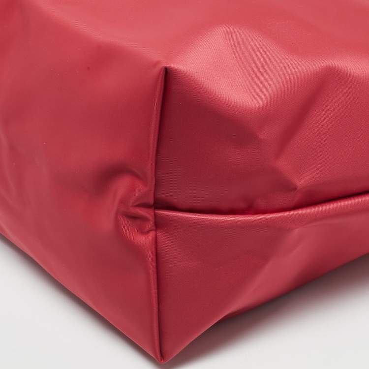 Pre Owned Longchamp Red Nylon Medium Le Pliage Tote