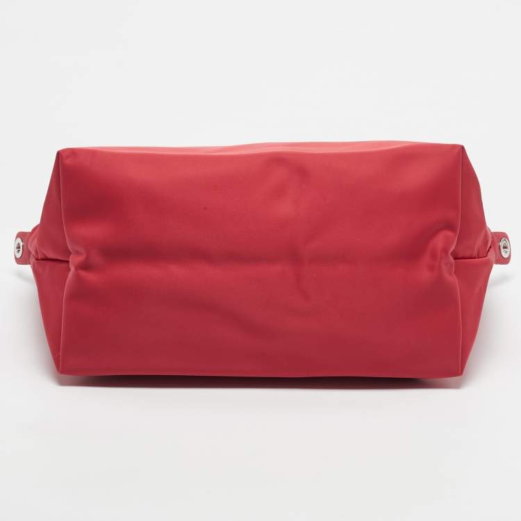 Pre Owned Longchamp Red Nylon Medium Le Pliage Tote