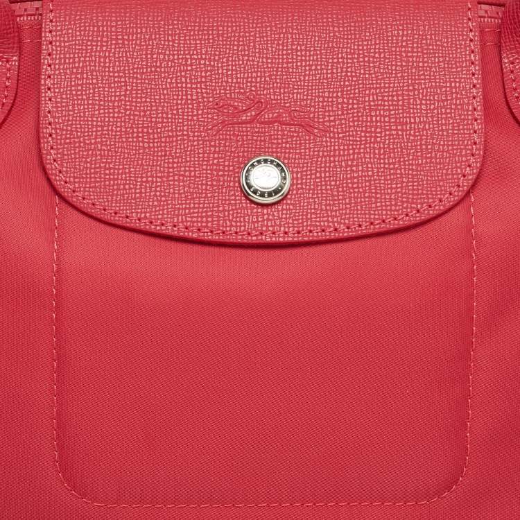 Pre Owned Longchamp Red Nylon Medium Le Pliage Tote