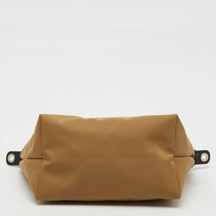 Pre Owned Longchamp Khaki Brown/Black Fabric and Leather Le Pliage Energy S Bag