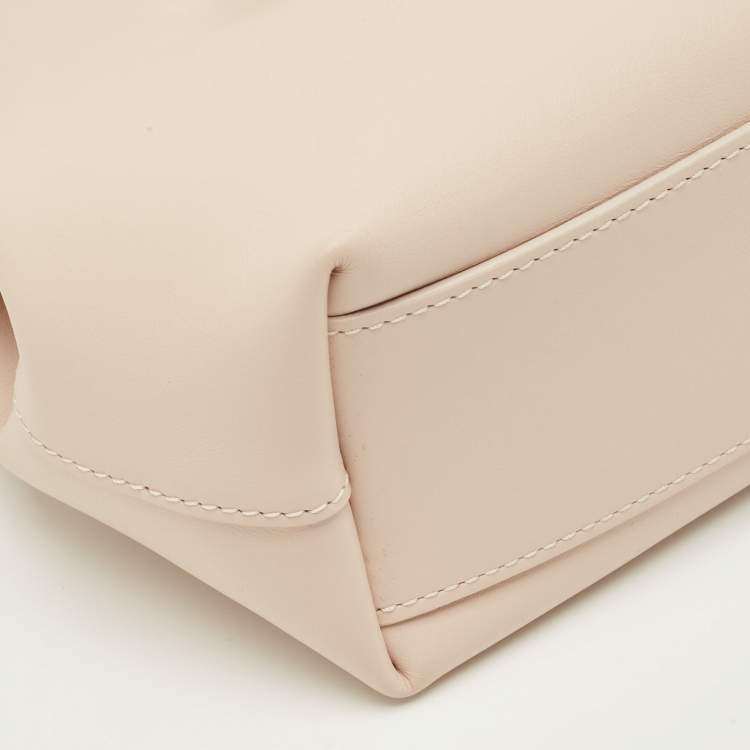 Pre Owned Longchamp Light Pink Leather XS Le Roseau Tote