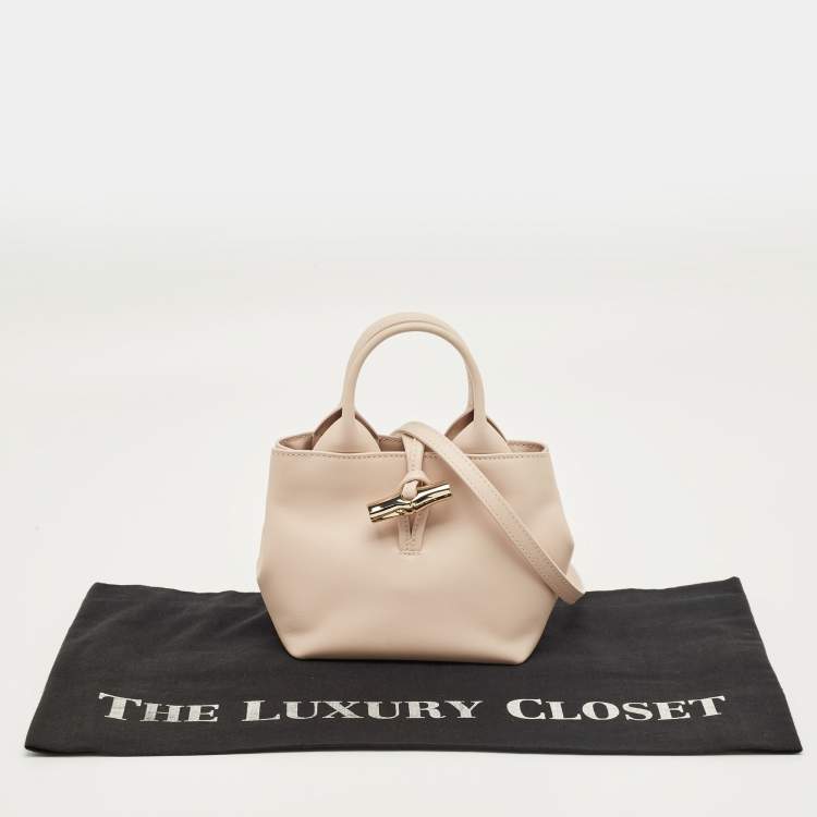 Pre Owned Longchamp Light Pink Leather XS Le Roseau Tote