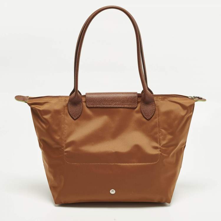 Pre Owned حقيبة يد لونشان لو بلياج نايلون وجلد أسود/بني