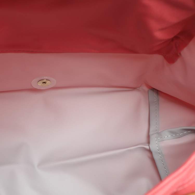 Pre Owned حقيبة يد لونج شامب "لو بلياغ" نايلون وجلد أزرق كحلي وبني صغيرة قصيرة