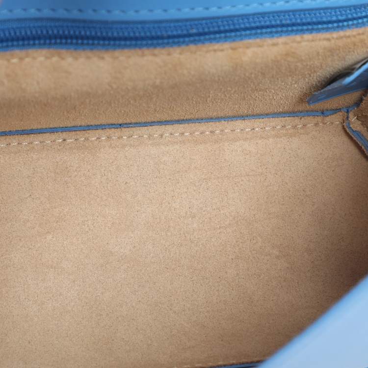 Pre Owned Longchamp Box Trot Blue Leather Shoulder Bag