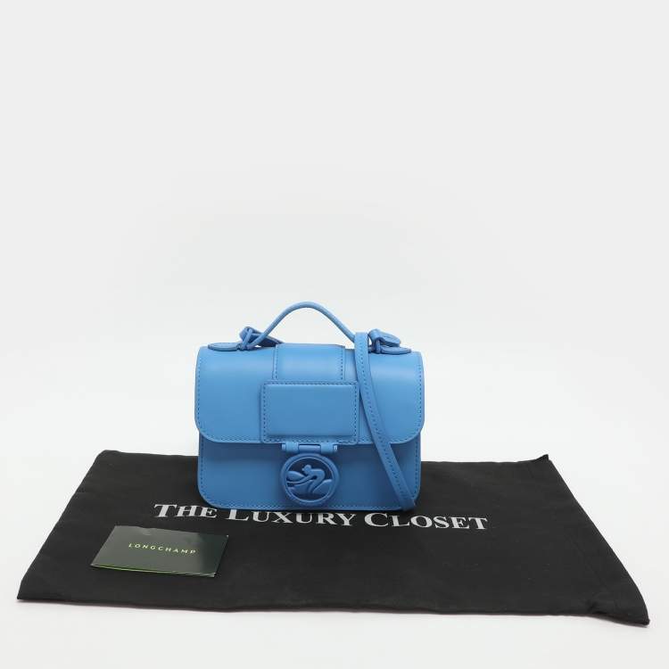 Pre Owned Longchamp Box Trot Blue Leather Shoulder Bag