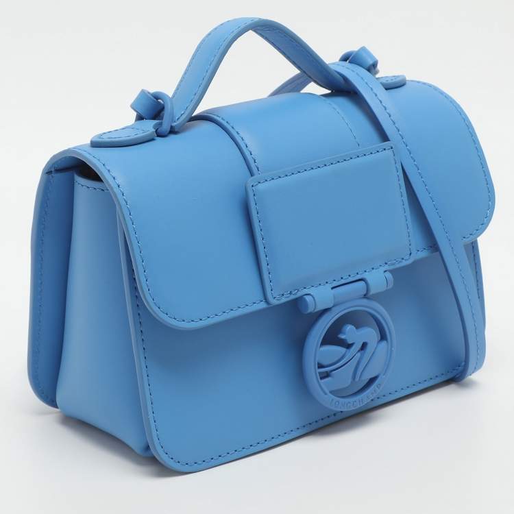 Pre Owned Longchamp Box Trot Blue Leather Shoulder Bag