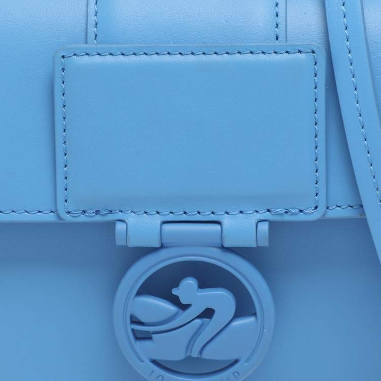 Pre Owned Longchamp Box Trot Blue Leather Shoulder Bag