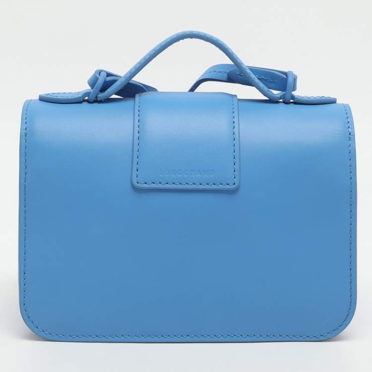 Pre Owned Longchamp Box Trot Blue Leather Shoulder Bag