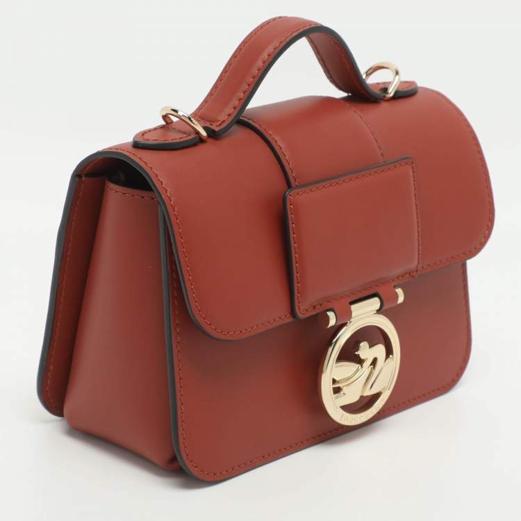 Pre Owned Longchamp Box Trot Brown Leather Shoulder Bag