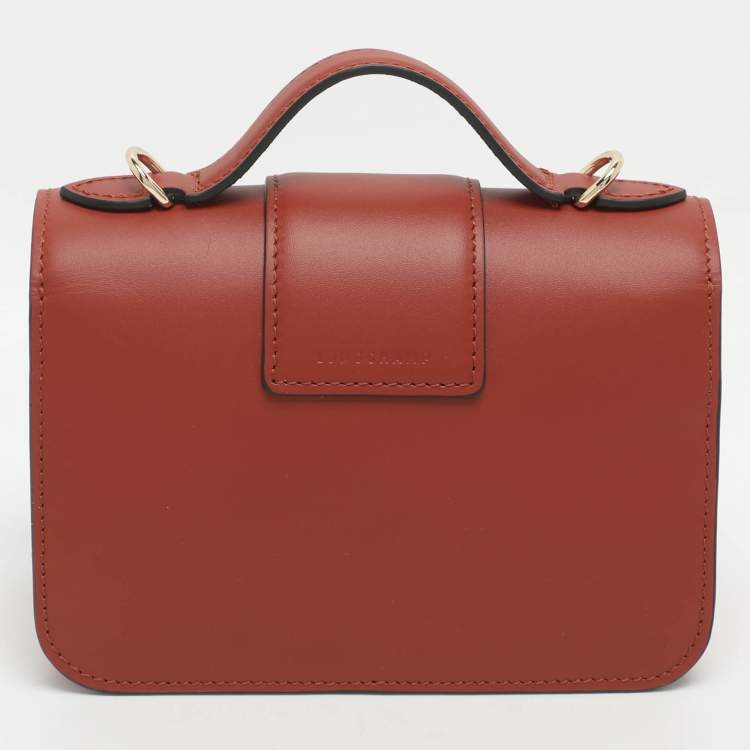 Pre Owned Longchamp Box Trot Brown Leather Shoulder Bag