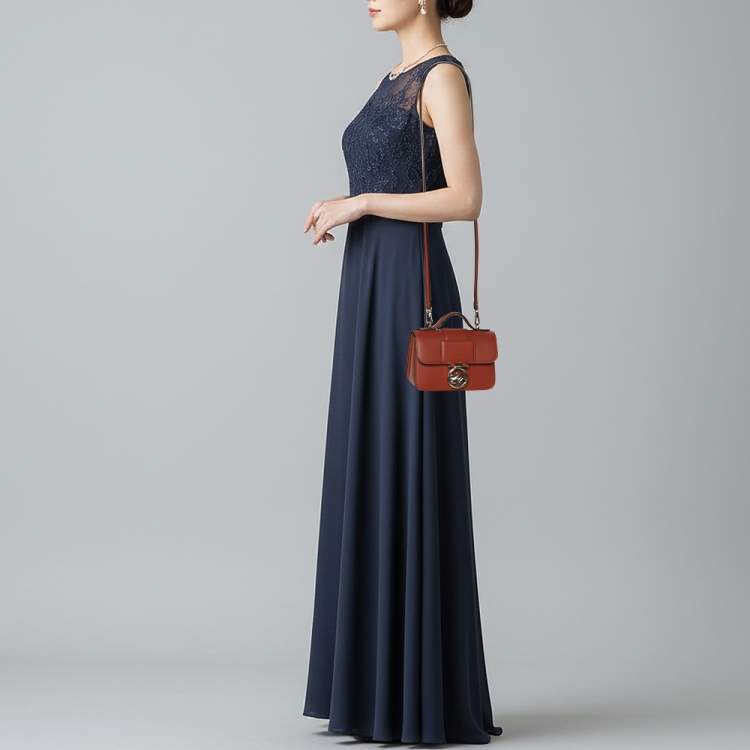 Pre Owned Longchamp Box Trot Brown Leather Shoulder Bag