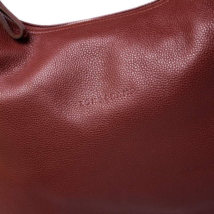 Pre Owned Longchamp Copper Leather Side Pocket Hobo 
