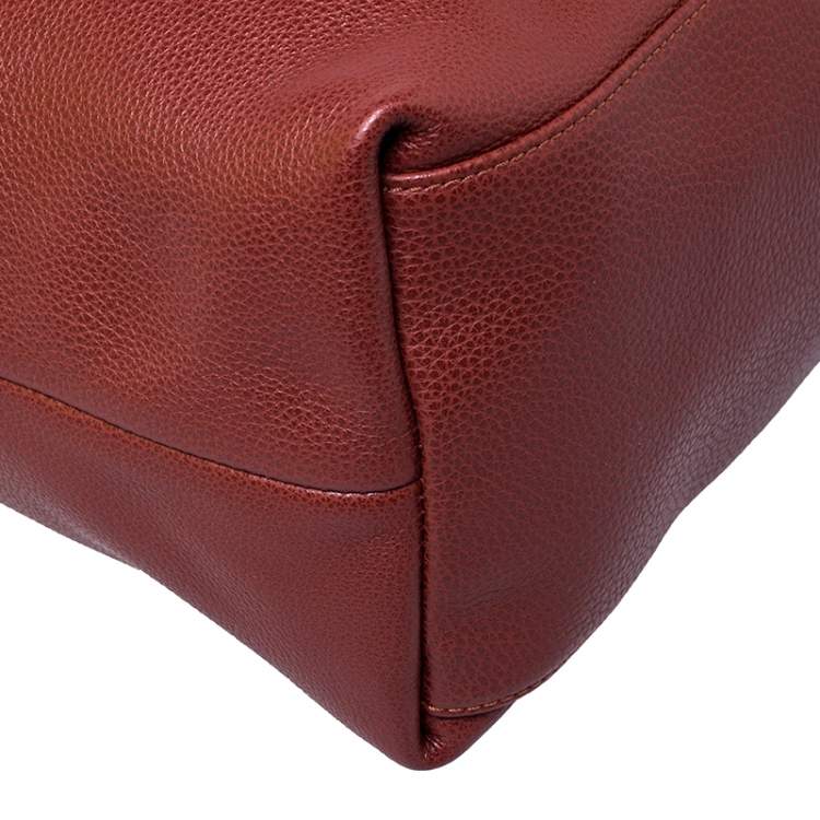 Pre Owned Longchamp Copper Leather Side Pocket Hobo 