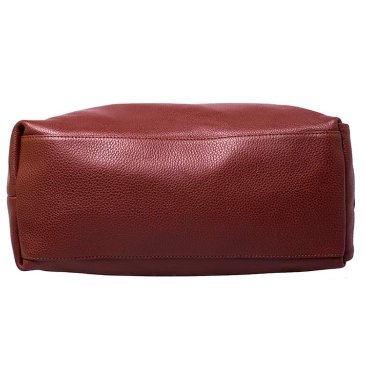 Pre Owned Longchamp Copper Leather Side Pocket Hobo 