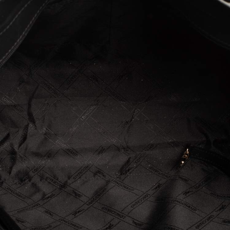 Pre Owned Longchamp Black/Multicolor Leather and Suede Medium Penelope Arty Tote