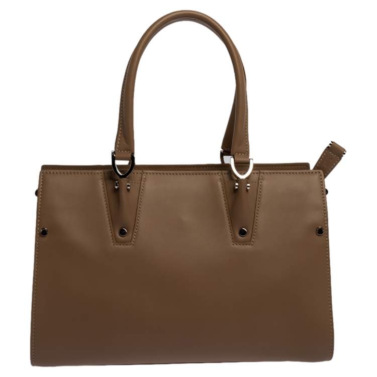 Pre Owned Longchamp Taupe Leather Small Paris Premiere Tote