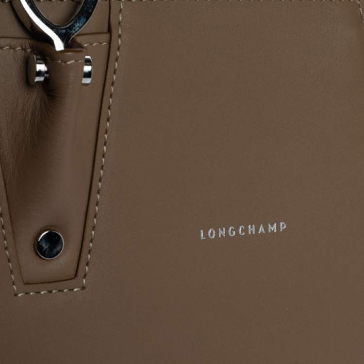 Pre Owned Longchamp Taupe Leather Small Paris Premiere Tote