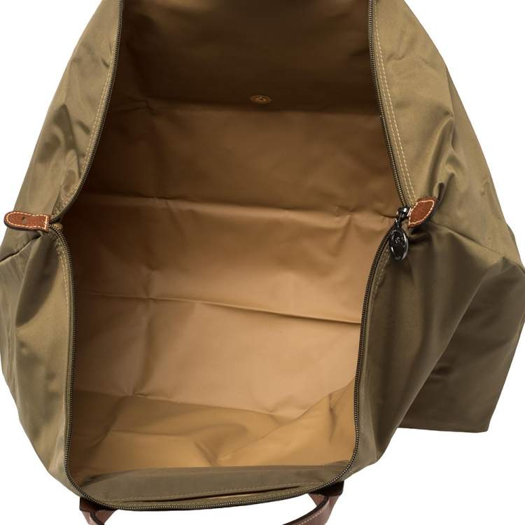 Pre Owned Longchamp Military Green Nylon Le Pliage Travel Bag