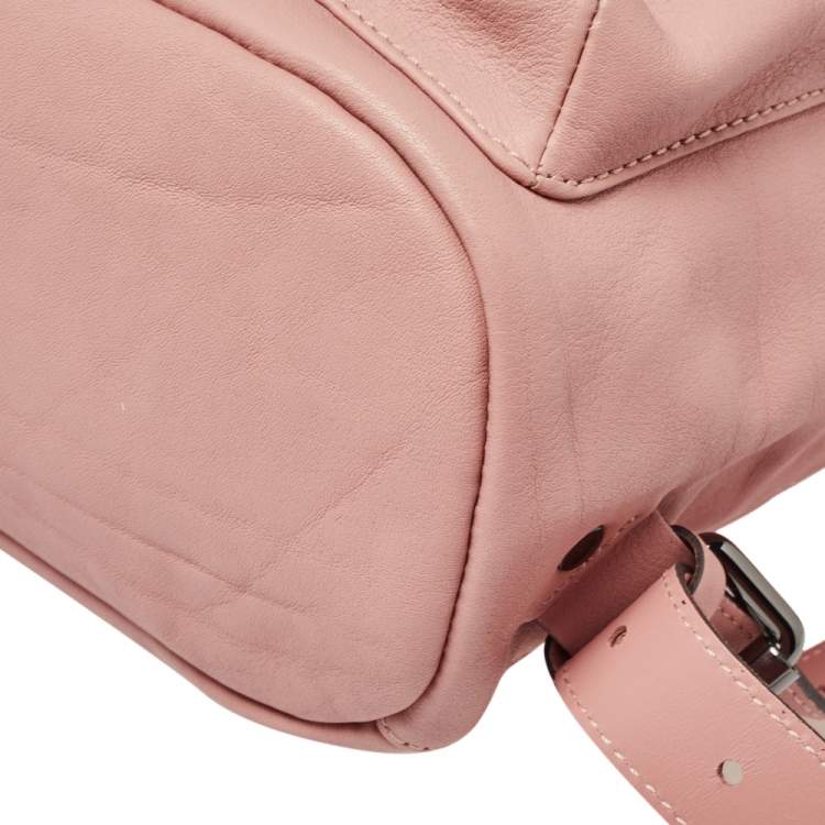 Pre Owned Longchamp Pink Leather Small 3D Backpack 