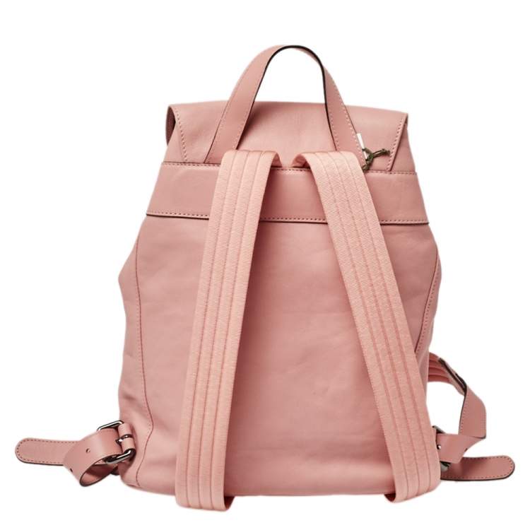 Pre Owned Longchamp Pink Leather Small 3D Backpack 