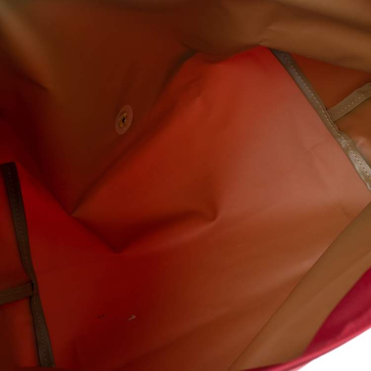 Pre Owned Longchamp Red Nylon and Leather Le Pliage Tote