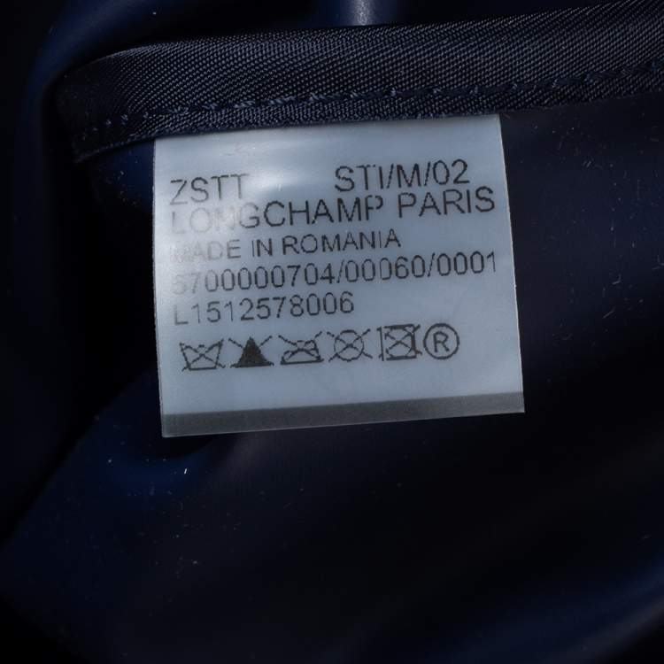 Pre Owned Longchamp Navy Blue Nylon and Leather Small Le Pliage Tote
