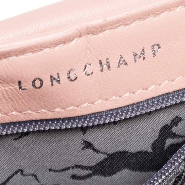Pre Owned Longchamp Pink Leather Studded Cavalcade Flap Crossbody Bag