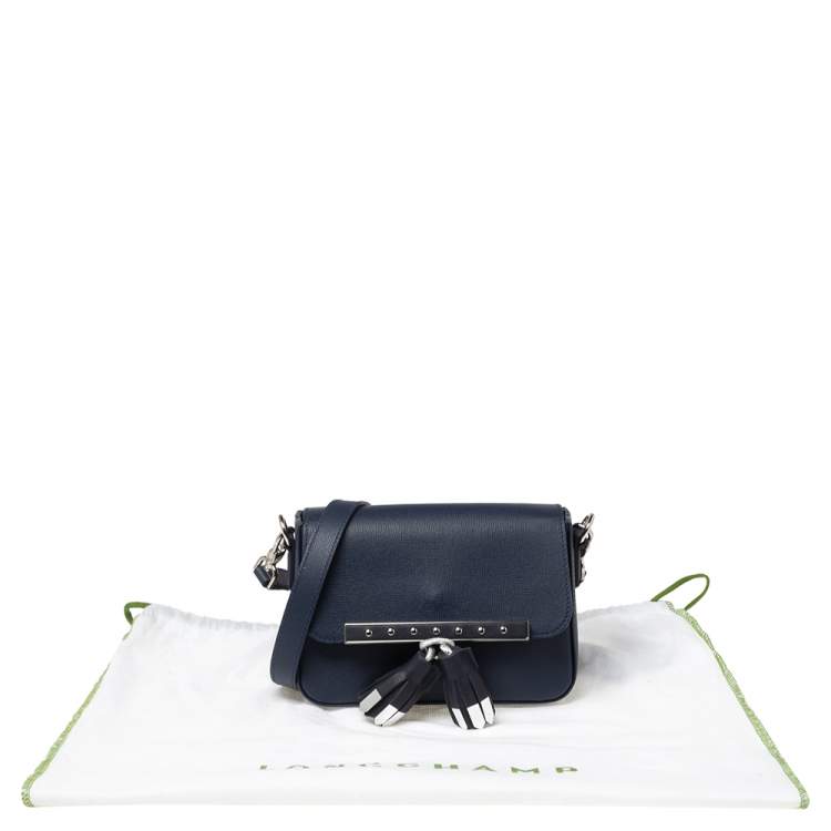 Pre Owned Longchamp Blue Leather Game On Flap Crossbody Bag