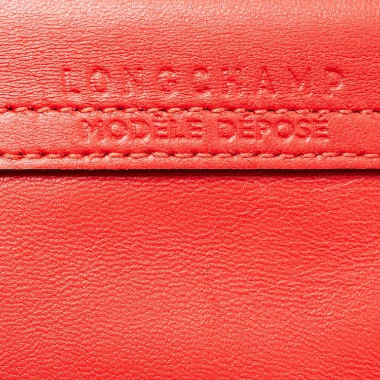 Pre Owned Longchamp Red Leather Le Pliage Tote