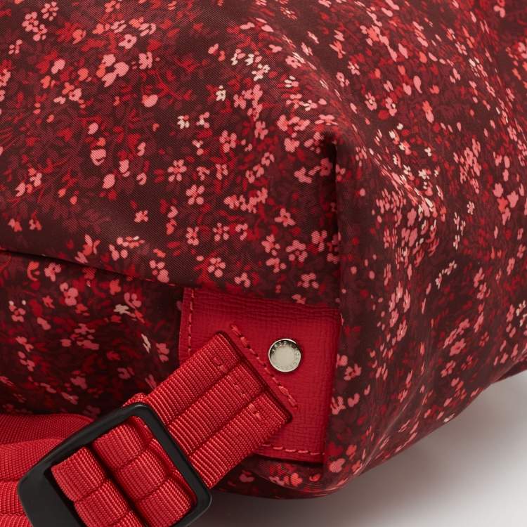 Pre Owned Longchamp Red Canvas Le Pliage Backpack