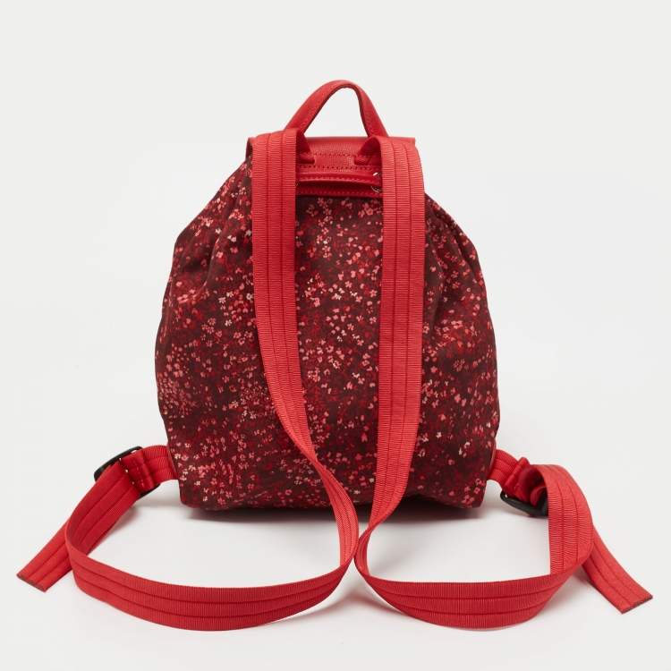 Pre Owned Longchamp Red Canvas Le Pliage Backpack