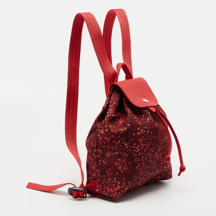 Pre Owned Longchamp Red Canvas Le Pliage Backpack
