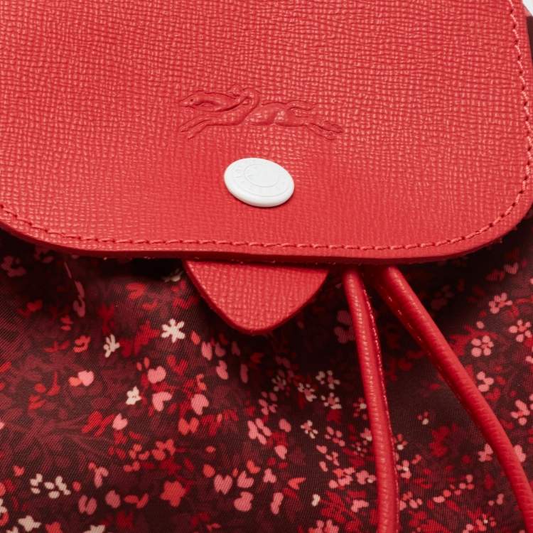 Pre Owned Longchamp Red Canvas Le Pliage Backpack
