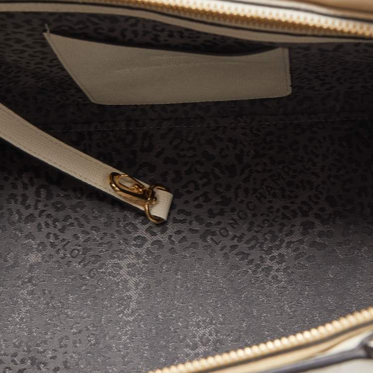 Pre Owned Longchamp Off White Leather Le Pliage Heritage Tote