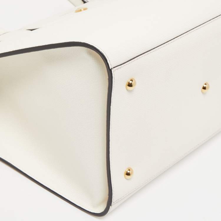 Pre Owned Longchamp Off White Leather Le Pliage Heritage Tote