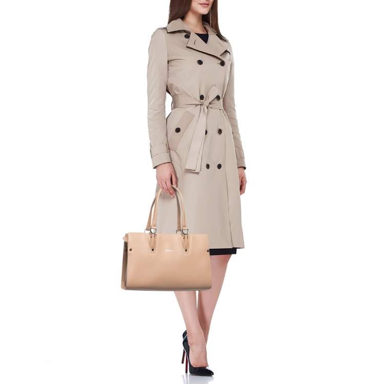 Pre Owned Longchamp Beige Leather Small Paris Premier Tote
