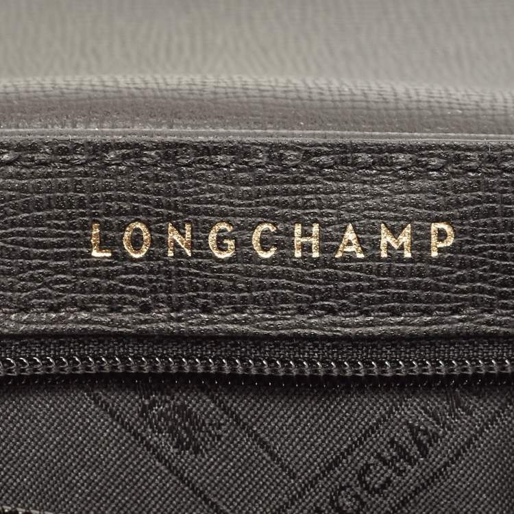 Pre Owned Longchamp Black/Orange Leather and Suede Cavalcade Crossbody Bag