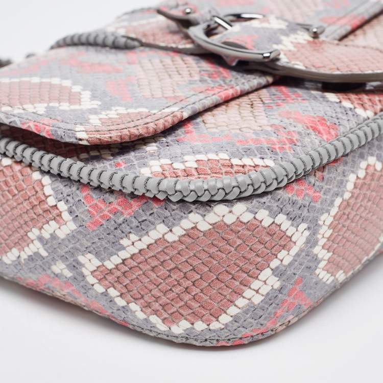 Pre Owned Longchamp Multicolor Python Embossed Leather Amazone Shoulder Bag
