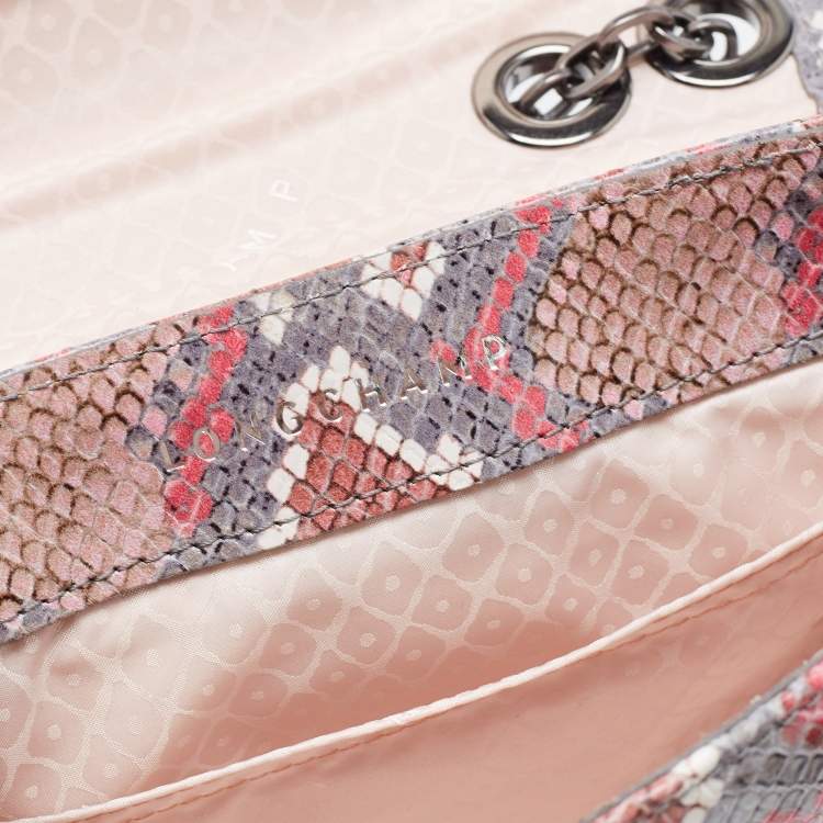 Pre Owned Longchamp Multicolor Python Embossed Leather Amazone Shoulder Bag