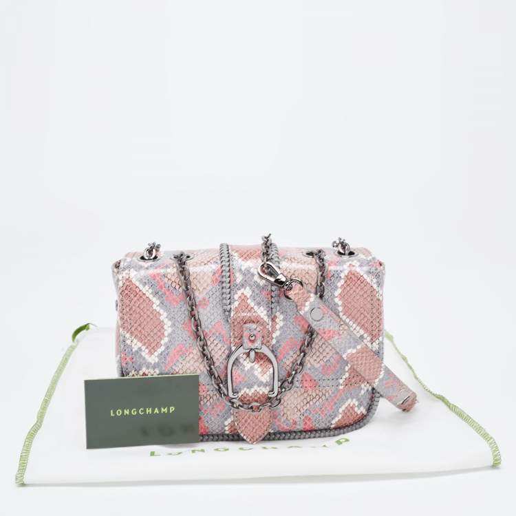 Pre Owned Longchamp Multicolor Python Embossed Leather Amazone Shoulder Bag