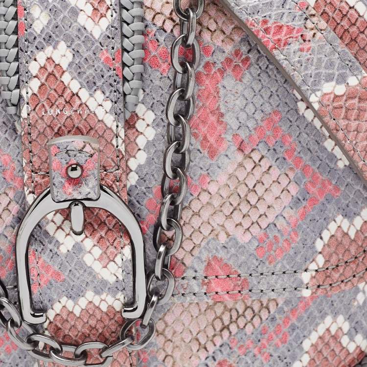 Pre Owned Longchamp Multicolor Python Embossed Leather Amazone Shoulder Bag