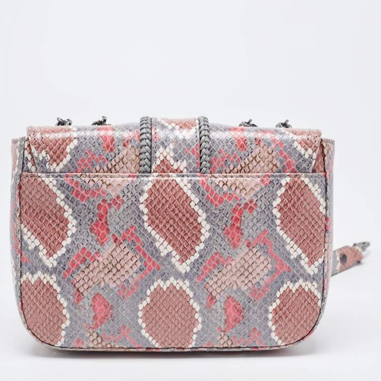 Pre Owned Longchamp Multicolor Python Embossed Leather Amazone Shoulder Bag