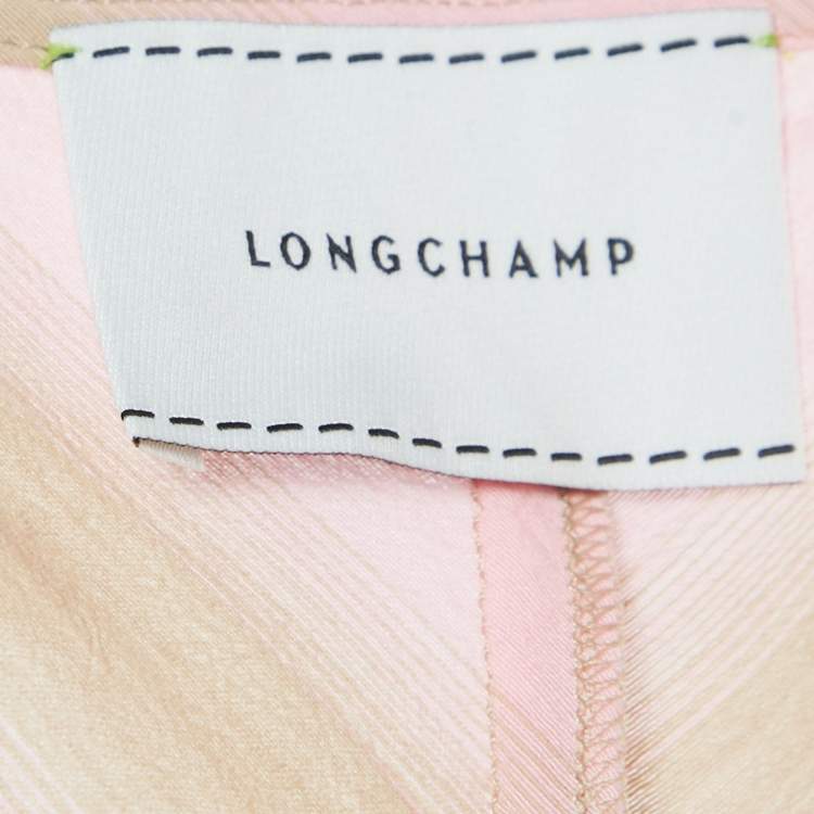 Pre Owned Longchamp Pink/Beige Crepe Knot Detail Cut-Out Midi Dress M
