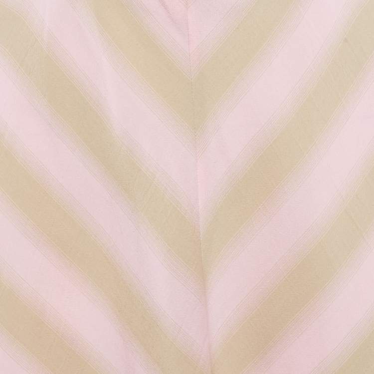 Pre Owned Longchamp Pink/Beige Crepe Knot Detail Cut-Out Midi Dress M