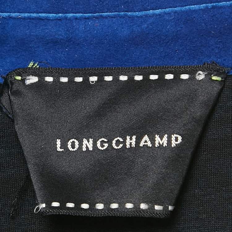 Pre Owned Longchamp Blue Suede Lace-Up Mini Dress S